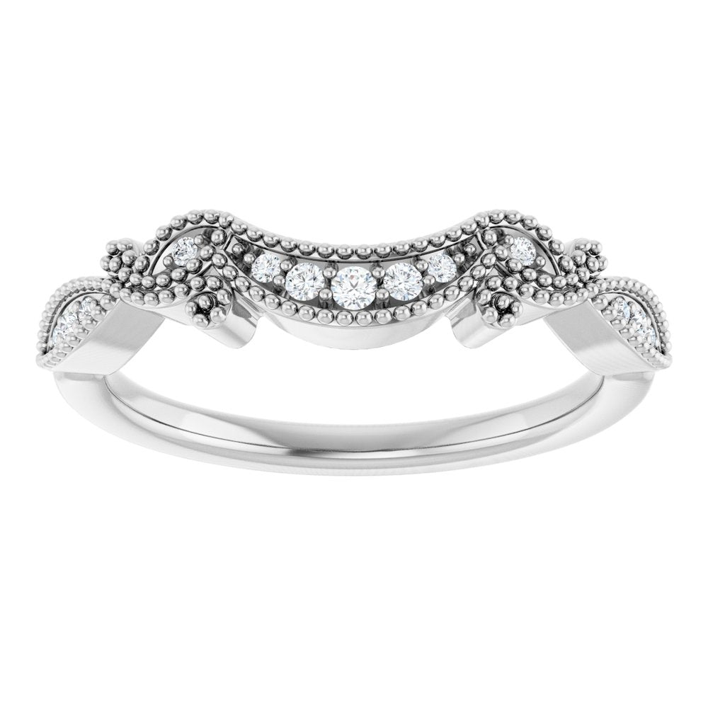 14K White .08 CTW Natural Diamond Contour Band