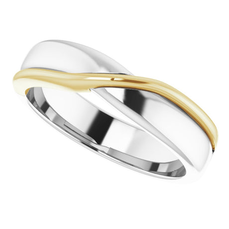 Platinum & 18K Yellow Gold 5 mm Criss-Cross Half Round Band Size 11