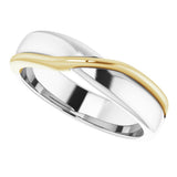 Platinum & 18K Yellow Gold 5 mm Criss-Cross Half Round Band Size 11