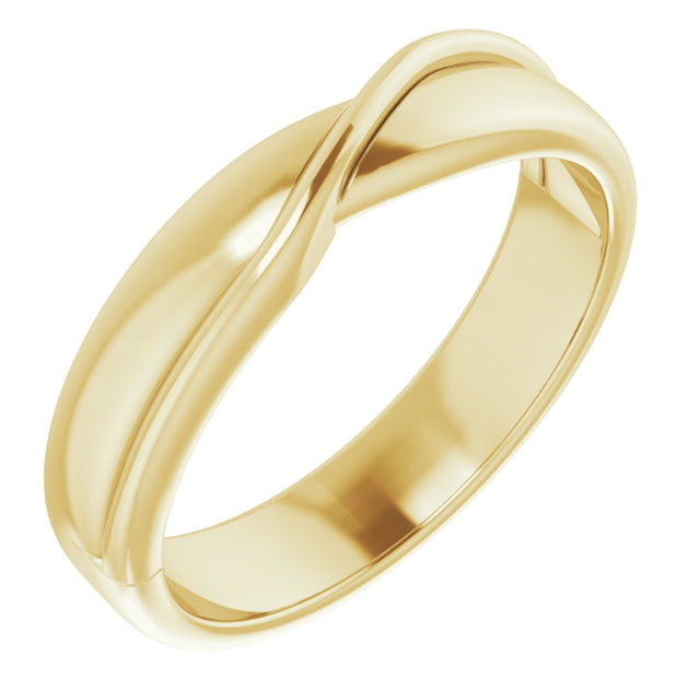 14K Yellow Gold 5 mm Criss-Cross Half Round Band Size 10