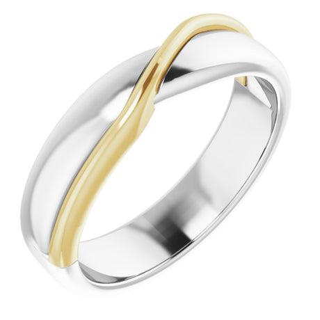 Platinum & 18K Yellow Gold 5 mm Criss-Cross Half Round Band Size 11