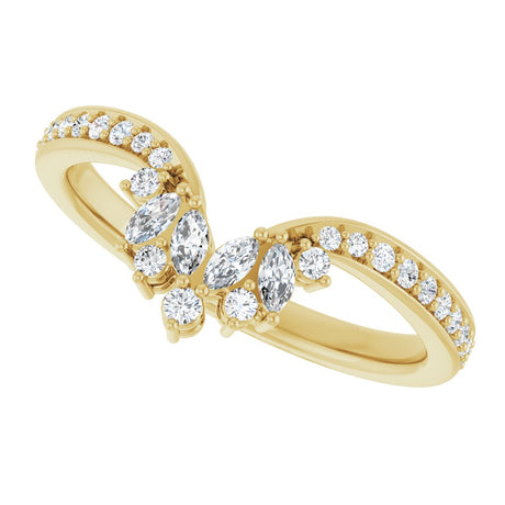 14K Yellow 1/4 CTW Natural Diamond Accented Contour Band