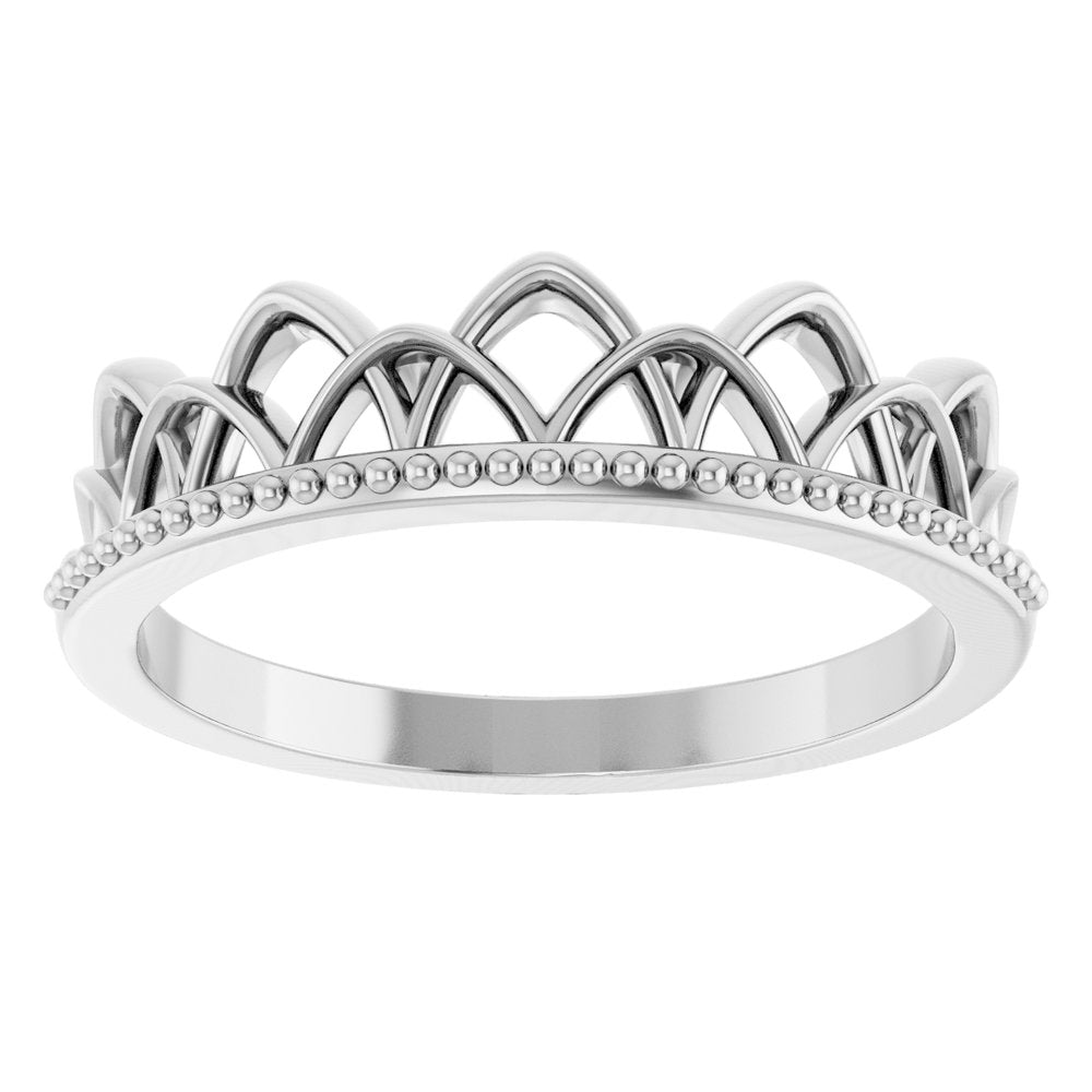 14K White Stackable Crown Ring