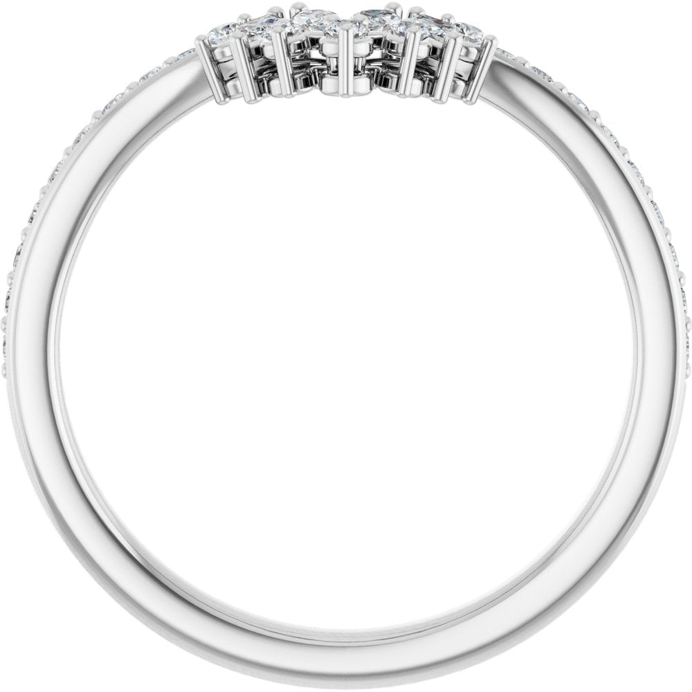 14K White 1/4 CTW Natural Diamond Accented Contour Band