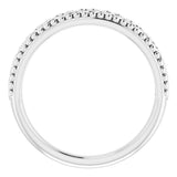 14K White Gold .04 CTW Natural Diamond Stackable Beaded Heart Ring