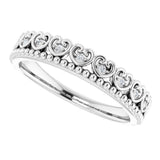 14K White Gold .04 CTW Natural Diamond Stackable Beaded Heart Ring