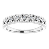 14K White Gold .04 CTW Natural Diamond Stackable Beaded Heart Ring