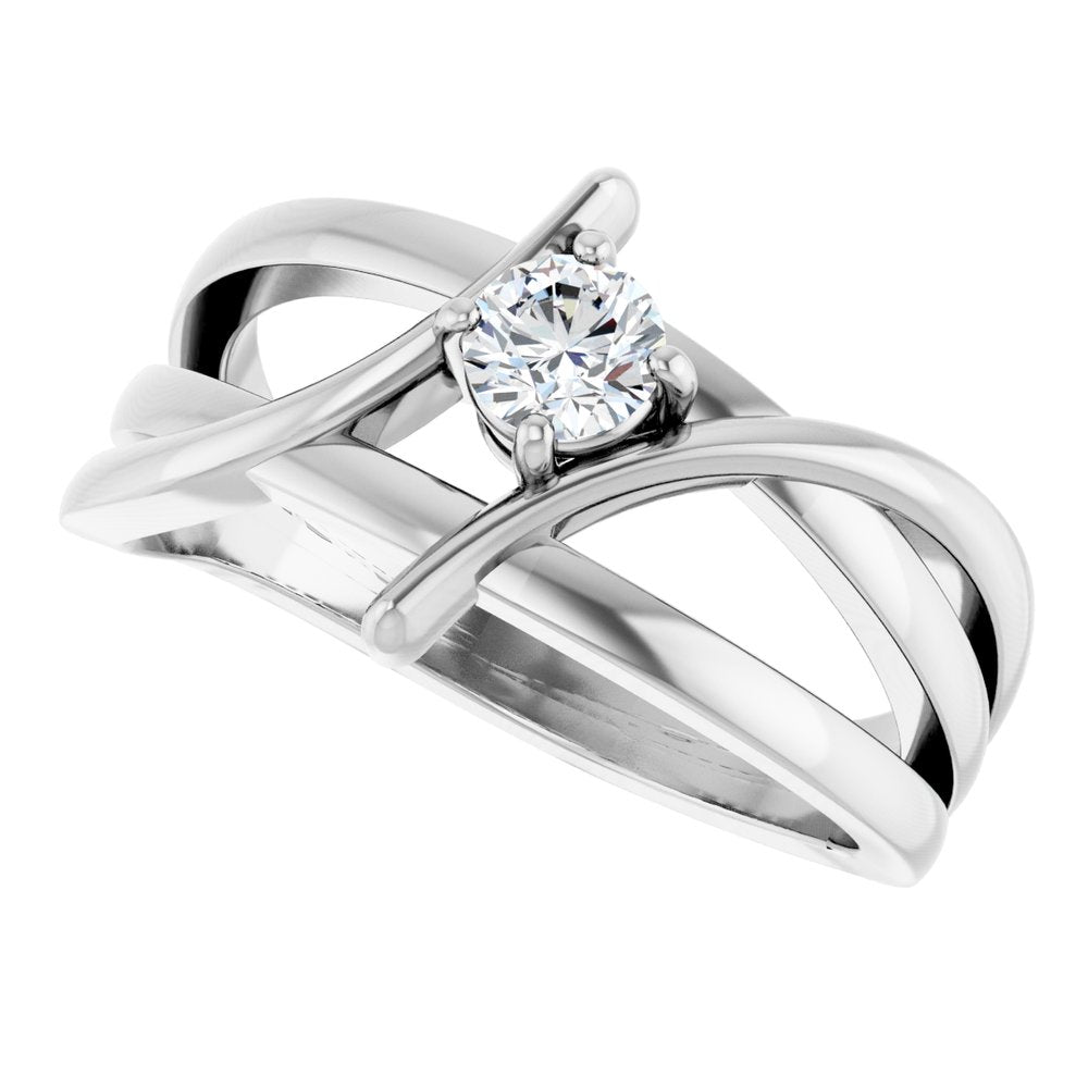 14K White 1/4 CT Lab-Grown Diamond Ring