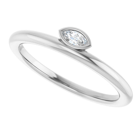 14K White Gold .07 CT Natural Diamond Stackable Ring
