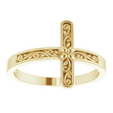 14K Yellow Sideways Cross Ring