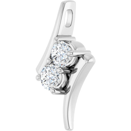 14K White 1/2 CTW Natural Diamond Two-Stone Pendant