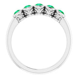 14K White Natural Emerald Ring