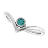 Sterling Silver Lab-Grown Alexandrite Bezel-Set V Ring