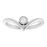 14K White Gold 1/10 CTW Natural Diamond Bezel-Set V Ring