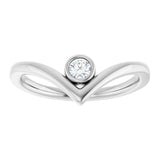 14K White 1/10 CTW Natural Diamond Bezel-Set V Ring