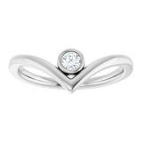 14K White Gold 1/10 CTW Natural Diamond Bezel-Set V Ring