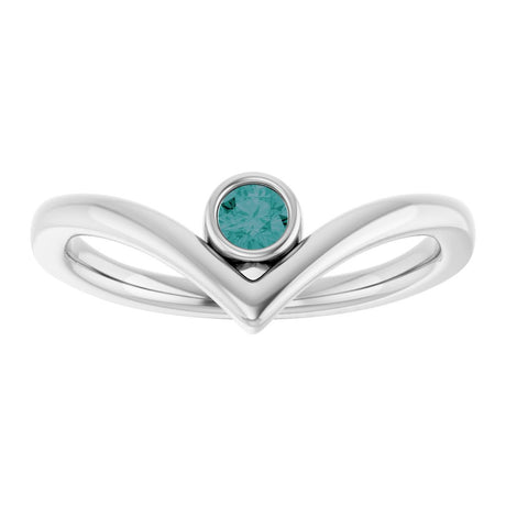 Sterling Silver Lab-Grown Alexandrite Bezel-Set V Ring