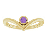 14K Yellow Natural Amethyst Bezel-Set V Ring