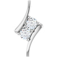 14K White 1/2 CTW Natural Diamond Two-Stone Pendant