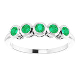 14K White Natural Emerald Ring