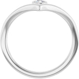 14K White Gold 1/10 CTW Natural Diamond Bezel-Set V Ring