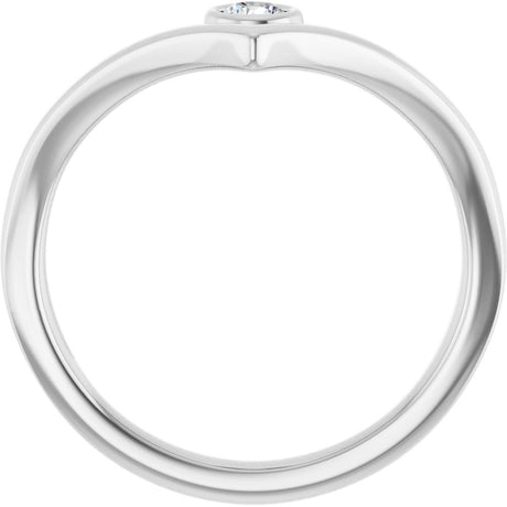 14K White Gold 1/10 CTW Natural Diamond Bezel-Set V Ring
