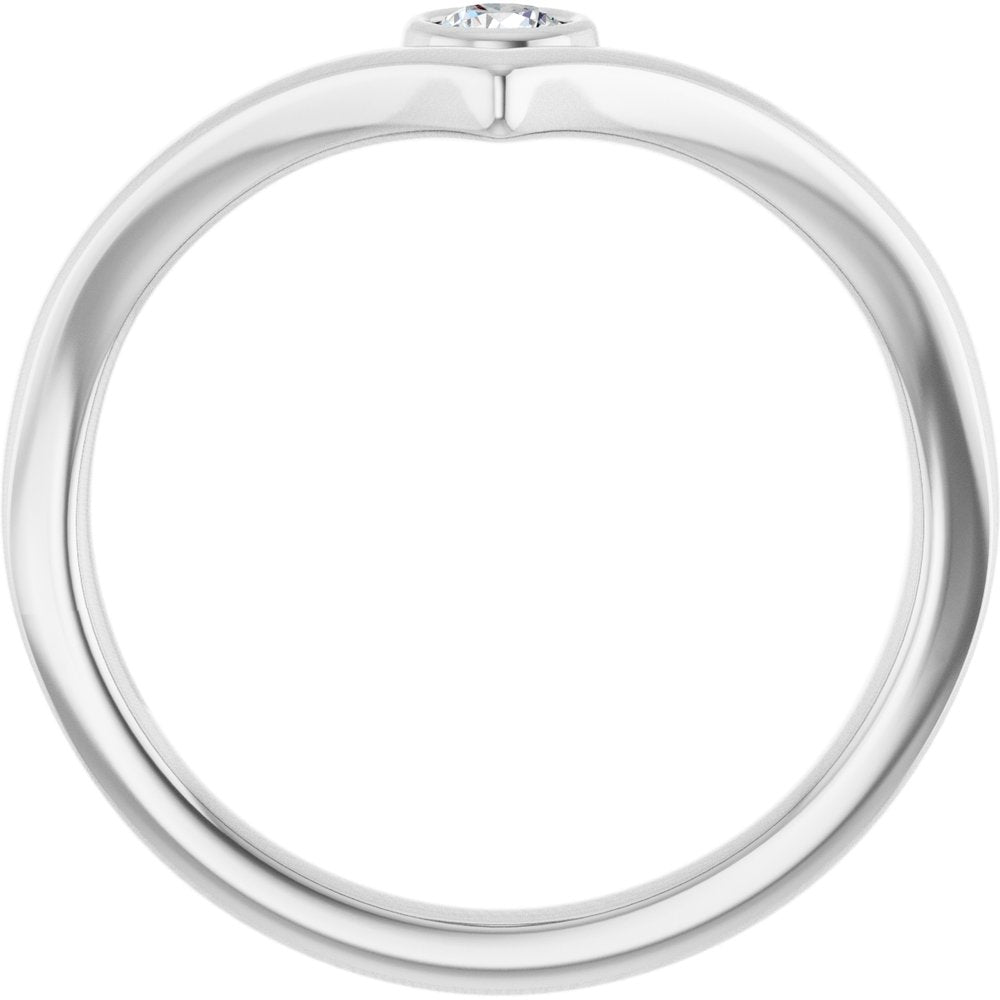 14K White Gold 1/10 CTW Natural Diamond Bezel-Set V Ring