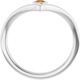 14K White Natural Citrine Bezel-Set V Ring