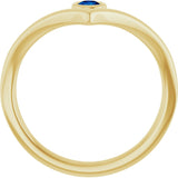 14K Yellow Lab-Grown Blue Sapphire Bezel-Set V Ring