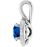 14K White Gold Natural Blue Sapphire & 1/5 CTW Natural Diamond Pendant