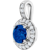 14K White Gold Natural Blue Sapphire & 1/5 CTW Natural Diamond Pendant