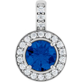 14K White Gold Natural Blue Sapphire & 1/5 CTW Natural Diamond Pendant