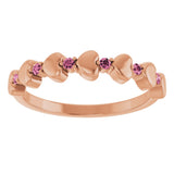 14K Rose Natural Pink Tourmaline Heart Stackable Ring