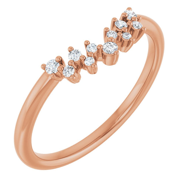 14K Rose 1/10 CTW Natural Diamond Contour Band  