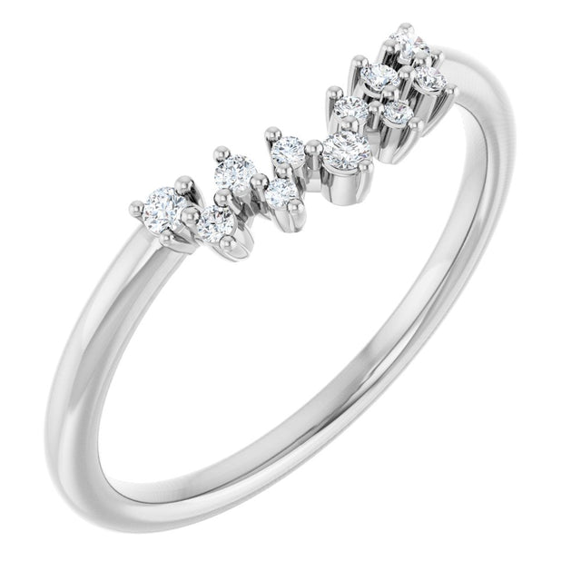 14K White 1/10 CTW Natural Diamond Contour Band  