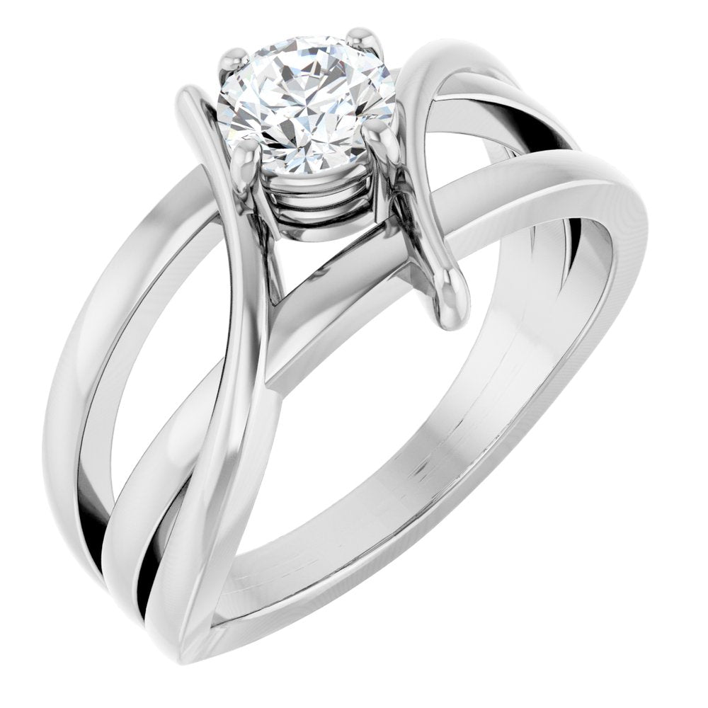 14K White 4 mm Round Forever One™ Colorless Lab-Grown Moissanite Ring 