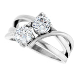 14K White 1 CTW Natural Diamond Two-Stone Ring