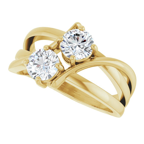 14K Yellow 1 CTW Lab-Grown Diamond Two-Stone Ring