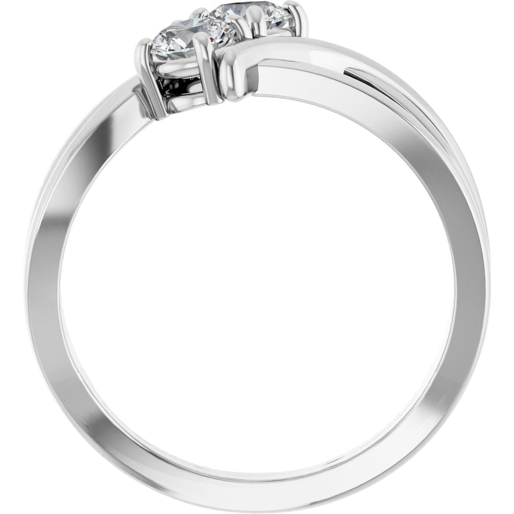 14K White 1/2 CTW Lab-Grown Diamond Two-Stone Ring