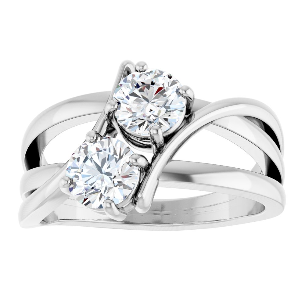 14K White Gold 1 CTW Lab-Grown Diamond Two-Stone Ring