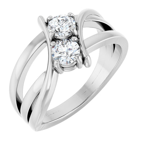 14K White 1/2 CTW Lab-Grown Diamond Two-Stone Ring