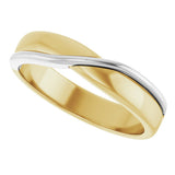 14K Yellow/White Gold 5 mm Criss-Cross Half Round Band Size 11