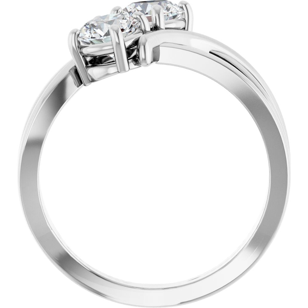 14K White 1 CTW Natural Diamond Two-Stone Ring