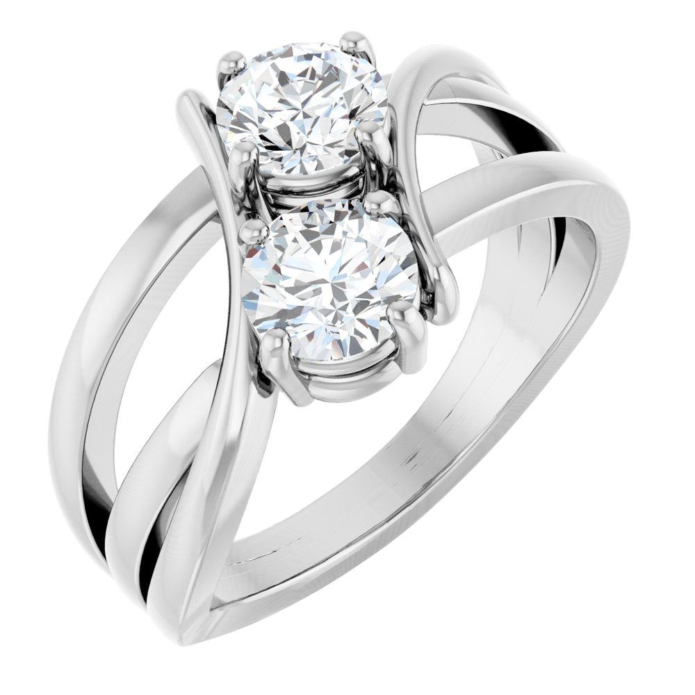 14K White Gold 1 CTW Lab-Grown Diamond Two-Stone Ring