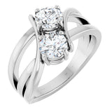 14K White Gold 1 CTW Lab-Grown Diamond Two-Stone Ring