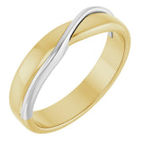 14K Yellow/White Gold 5 mm Criss-Cross Half Round Band Size 11