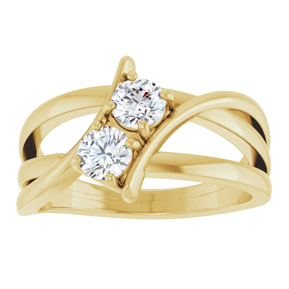 14K Yellow 1/2 CTW Lab-Grown Diamond Two-Stone Ring