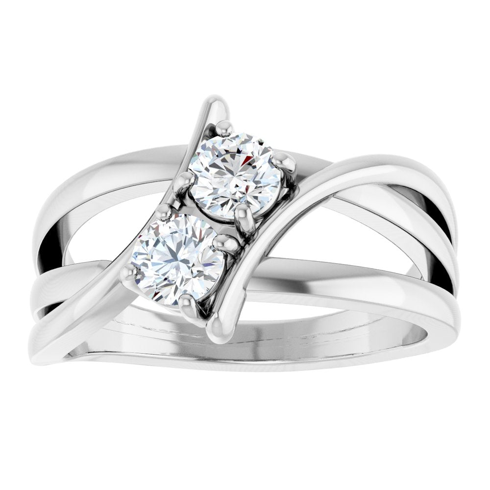 14K White 1/2 CTW Lab-Grown Diamond Two-Stone Ring