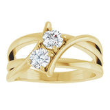 14K Yellow 1/2 CTW Lab-Grown Diamond Two-Stone Ring