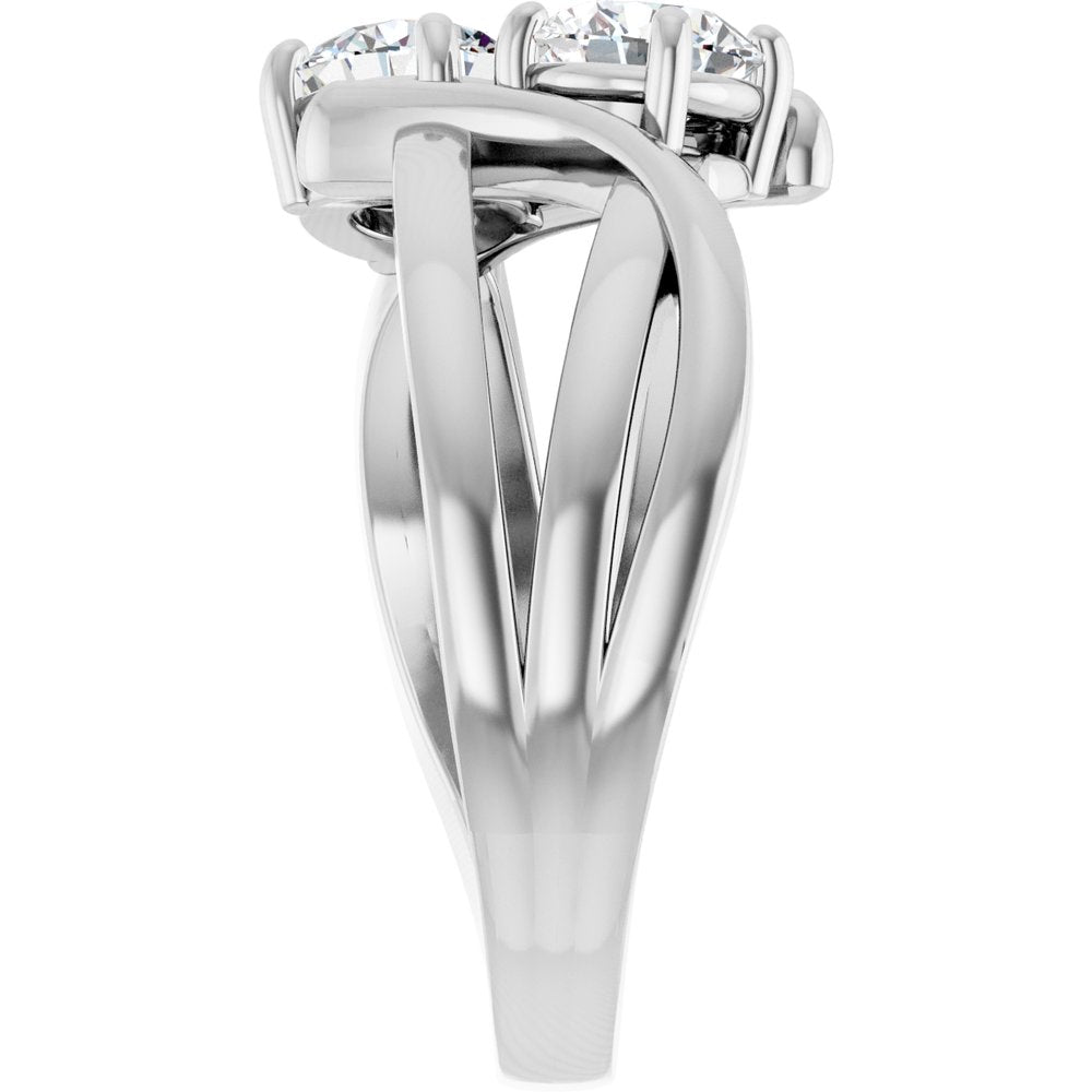 14K White 1 CTW Natural Diamond Two-Stone Ring